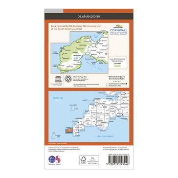 Orange Ordnance Survey Explorer 102 Land's End Map With Digital Version