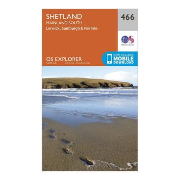 Orange Ordnance Survey Explorer 466 Shetland Mainland South Map With Digital Version