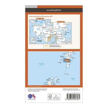 Orange Ordnance Survey OS EXP 467 Shetland Mainland Central With Digital Version