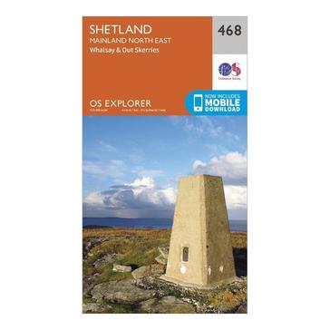 Orange Ordnance Survey Explorer 468 Shetland Mainland North East Map With Digital Version
