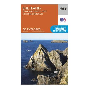 Orange Ordnance Survey Explorer 469 Shetland Mainland North West Map With Digital Version