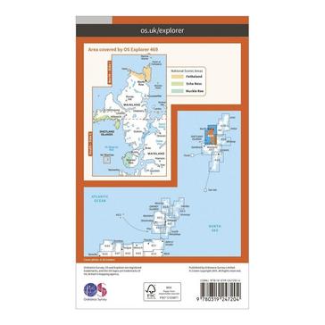 Orange Ordnance Survey Explorer 469 Shetland Mainland North West Map With Digital Version