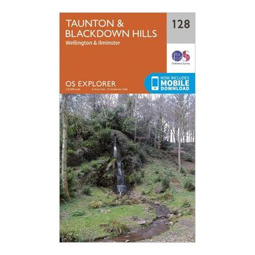 Orange Ordnance Survey Explorer 128 Taunton & Blackdown Hills Map With Digital Version