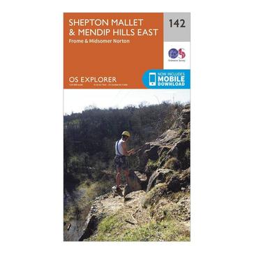 Orange Ordnance Survey Explorer 142 Shepton Mallet & Mendip Hills East Map With Digital Version