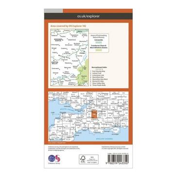 Orange Ordnance Survey Explorer 142 Shepton Mallet & Mendip Hills East Map With Digital Version