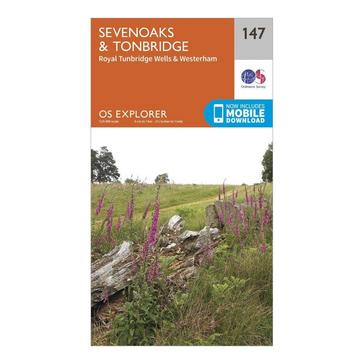 Orange Ordnance Survey EXP 147 SEVENOAKS AND TONBRIDG