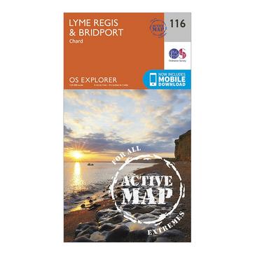 Orange Ordnance Survey Explorer Active 116 Lyme Regis & Bridport Map With Digital Version