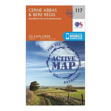 Orange Ordnance Survey Explorer Active 117 Cerne Abbas & Bere Regis Map With Digital Version