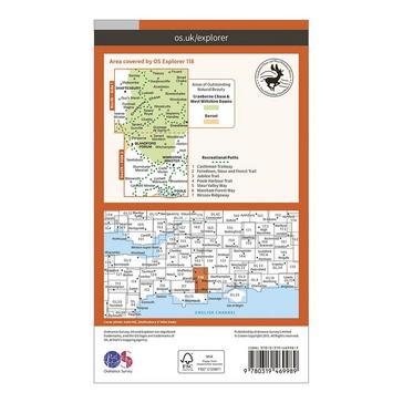 Orange Ordnance Survey Explorer Active 118 Shaftesbury & Cranborne Chase Map With Digital Version