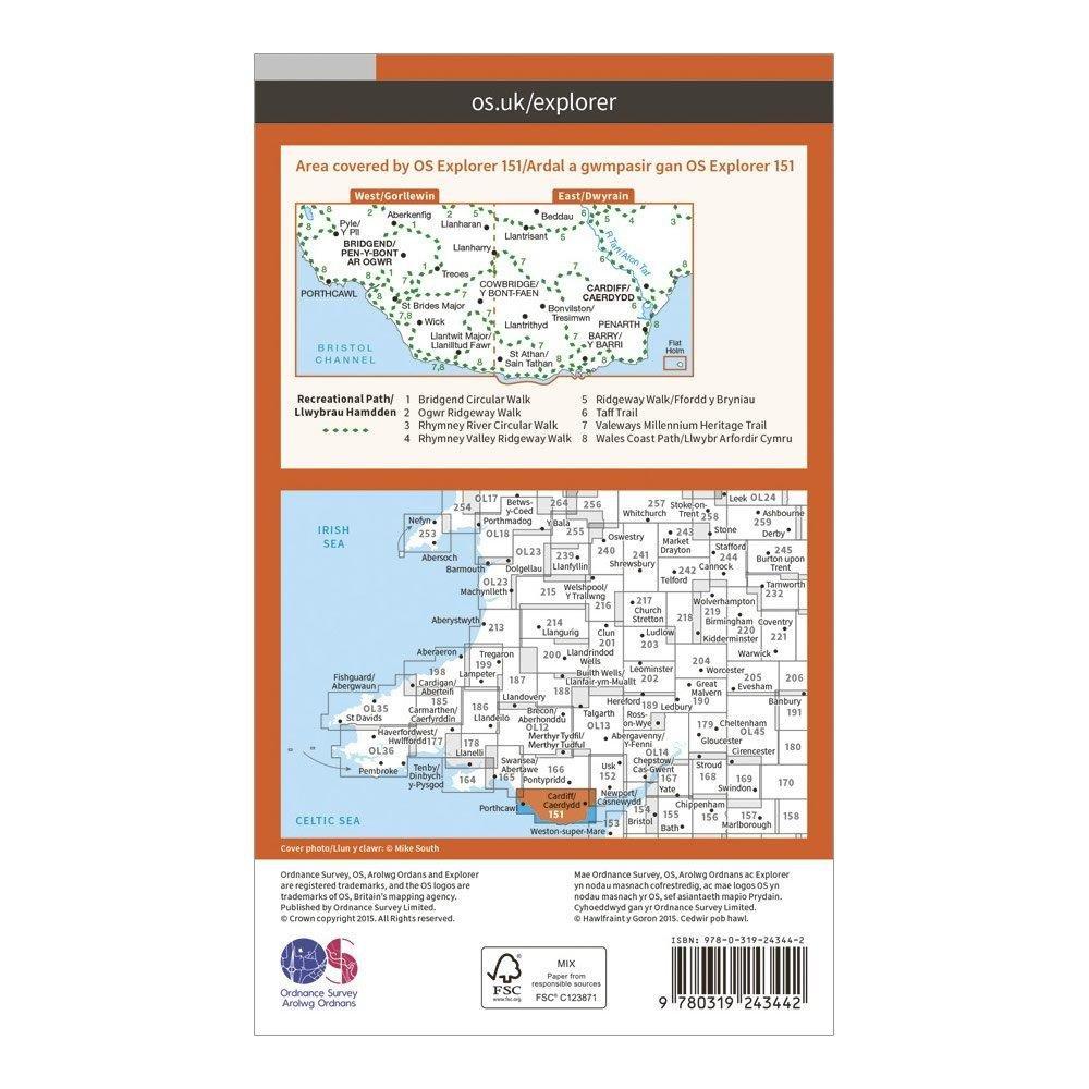 Ordnance Survey EXP 151 CARDIFF AND BRIGEND Review