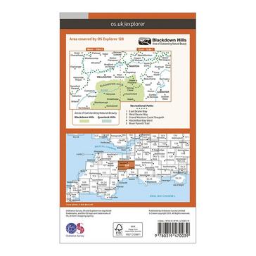 Orange Ordnance Survey Explorer Active 128 Taunton & Blackdown Hills Map With Digital Version