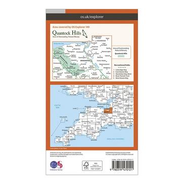 Orange Ordnance Survey Explorer Active 140 Quantock Hills & Bridgewater Map With Digital Version