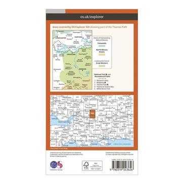 Orange Ordnance Survey Explorer 169 Cirencester  Swindon Map With Digital Version