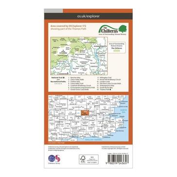 Orange Ordnance Survey Explorer 172 Chiltern Hills East Map With Digital Version