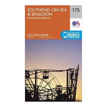 Orange Ordnance Survey Explorer 175 Southend-on-Sea & Basildon Map With Digital Version