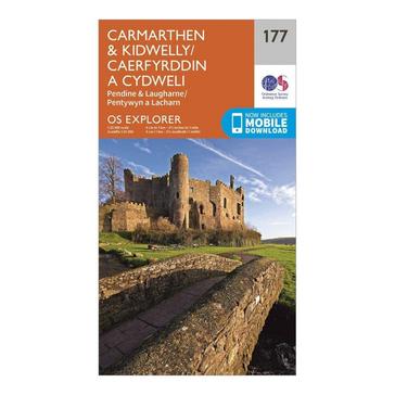 Orange Ordnance Survey Explorer 177 Carmarthen & Kidwelly Map With Digital Version