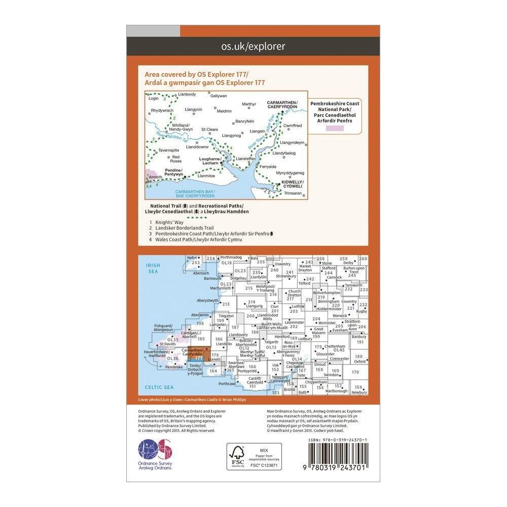 Ordnance Survey EXP 177 Carmarthen & Kidwelly / Caerfyrddin A Cydweli Map With Digital Version Review