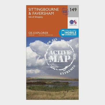 Orange Ordnance Survey Explorer Active 149 Sittingbourne & Faversham Map With Digital Version