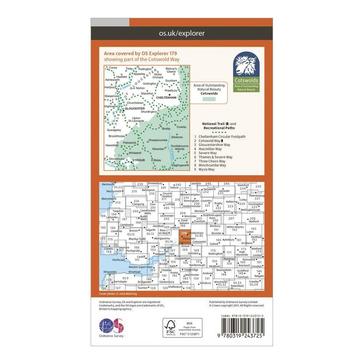 Orange Ordnance Survey Explorer 179 Gloucester, Cheltenham & Stroud Map With Digital Version