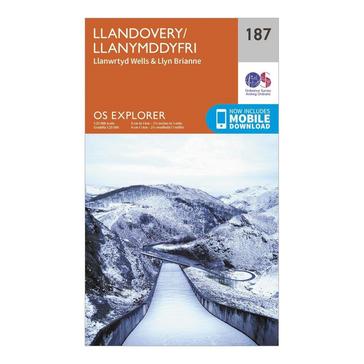 Orange Ordnance Survey Explorer 187 Llandovery, Llanwrtyd Wells & Lyn Brianne Map With Digital Version
