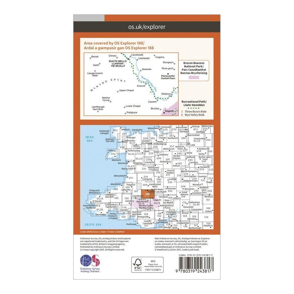 Ordnance Survey EXP 188 BUILTH WELLS Review