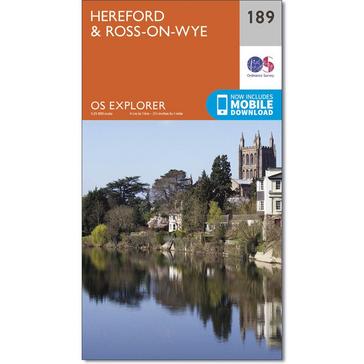 Orange Ordnance Survey Explorer 189 Hereford & Ross-on-Wye Map With Digital Version