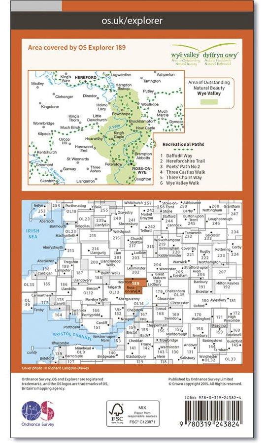 Ordnance Survey Explorer Map 189 Hereford & Ross-on-Wye Review