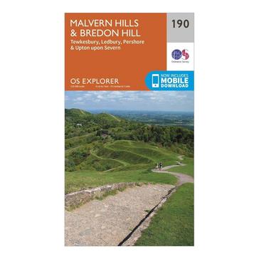 Orange Ordnance Survey EXP 190 Malvern Hills & Bredon Hill Map With Digital Version