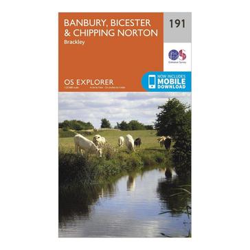 Orange Ordnance Survey Explorer 191 Banbury, Bicester & Chipping Norton Map With Digital Version