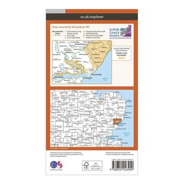 Orange Ordnance Survey Explorer 197 Ipswich Felixstowe  Harwich Map With Digital Version