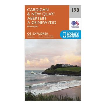 Orange Ordnance Survey Explorer 198 Cardigan  New Quay Aberaeron Map With Digital Version