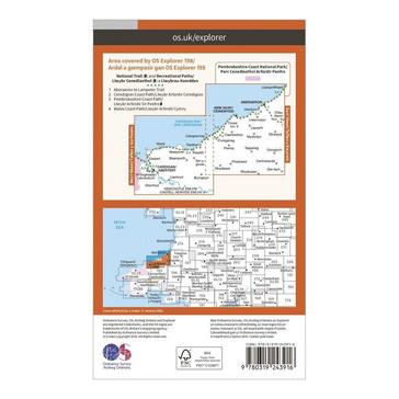 Orange Ordnance Survey Explorer 198 Cardigan  New Quay Aberaeron Map With Digital Version