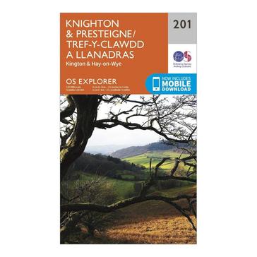 Orange Ordnance Survey Explorer 201 Knighton & Presteigne Map With Digital Version
