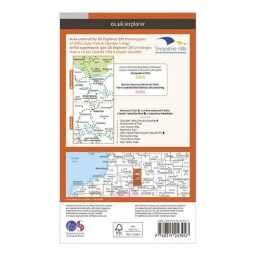 Orange Ordnance Survey Explorer 201 Knighton & Presteigne Map With Digital Version