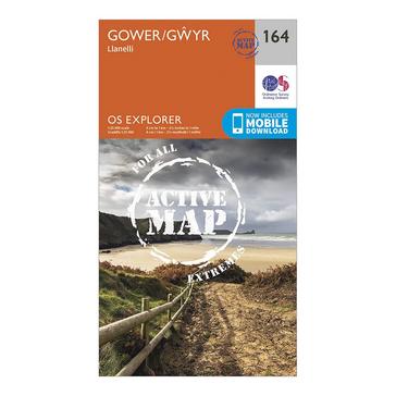 Orange Ordnance Survey Explorer Active 164 Gower & Llanelli Map With Digital Version