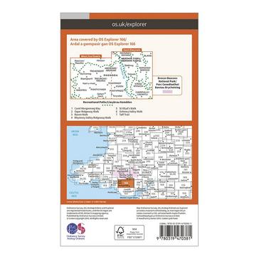Orange Ordnance Survey Explorer Active 166 Rhondda  Merthyr Tydfil Map with Digital Version