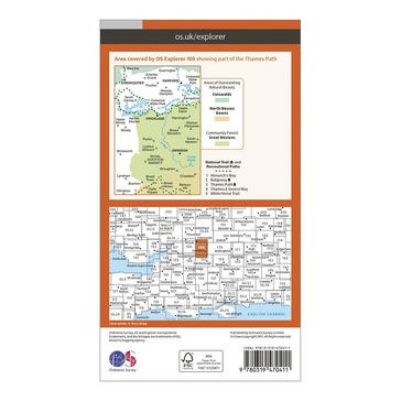 Orange Ordnance Survey Explorer Active 169 Cirencester & Swindon Map With Digital Version