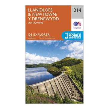 Orange Ordnance Survey Explorer 214 Llanidloes & Newtown Map With Digital Version