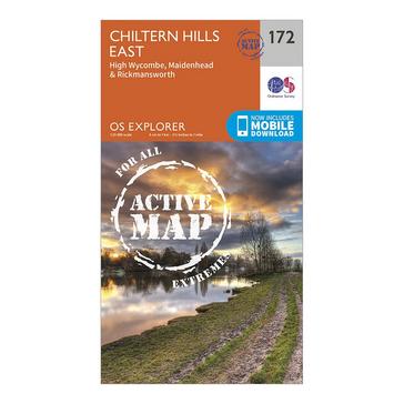Orange Ordnance Survey Explorer Active 172 Chiltern Hills East Map With Digital Version