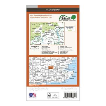 Orange Ordnance Survey Explorer Active 172 Chiltern Hills East Map With Digital Version