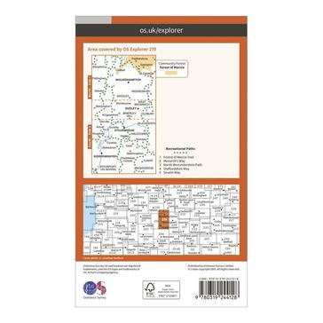 Orange Ordnance Survey Explorer 219 Wolverhampton Dudley Stourbridge  Kidderminster Map With Digital Version
