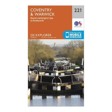 Orange Ordnance Survey Explorer 221 Coventry Warwick Royal Leamington Spa  Kenilworth Map With Digital Version