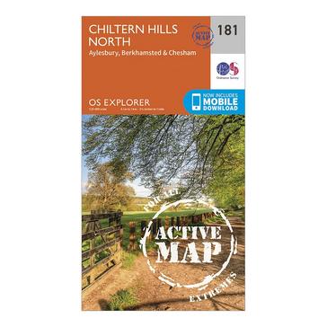 Orange Ordnance Survey Explorer Active 181 Chiltern Hills North Map With Digital Version