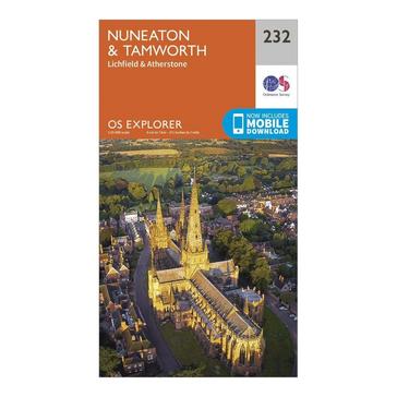 Orange Ordnance Survey Explorer 232 Nuneaton  Tamworth Map With Digital Version