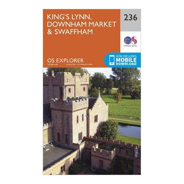 Orange Ordnance Survey Explorer 236 King's Lynn, Downham Market & Swaffham Map With Digital Version