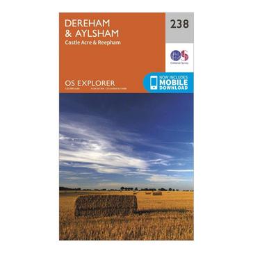 Orange Ordnance Survey Explorer 238 East Dereham  Aylsham Map With Digital Version