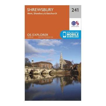 Orange Ordnance Survey Explorer 241 Shrewsbury, Wem, Shawbury & Baschurch Map With Digital Version