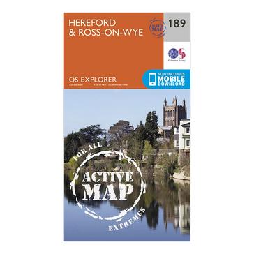 Orange Ordnance Survey Explorer Active 189 Hereford & Ross-on-Wye Map With Digital Version