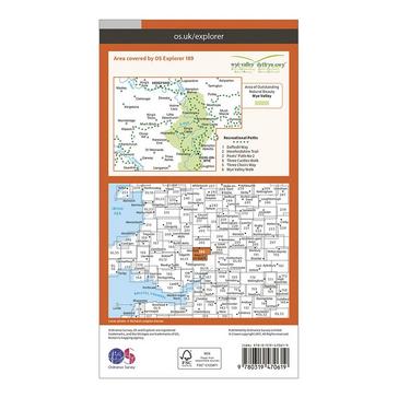 Orange Ordnance Survey Explorer Active 189 Hereford & Ross-on-Wye Map With Digital Version