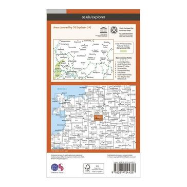 Orange Ordnance Survey Explorer 242 Telford, Ironbridge & The Wrekin Map With Digital Version